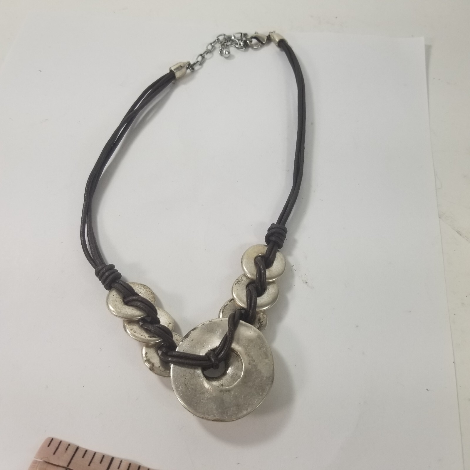 RHINESTONE STATEMENT NECKLACE  Disk Boho , SILVER… - image 6