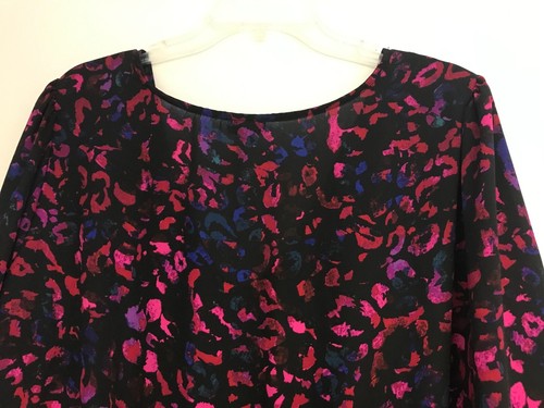 Torrid 3 Black Pink Georgette Tie-Front Blouse 3/4 Sleeve V-Neck Woman's - Picture 8 of 11