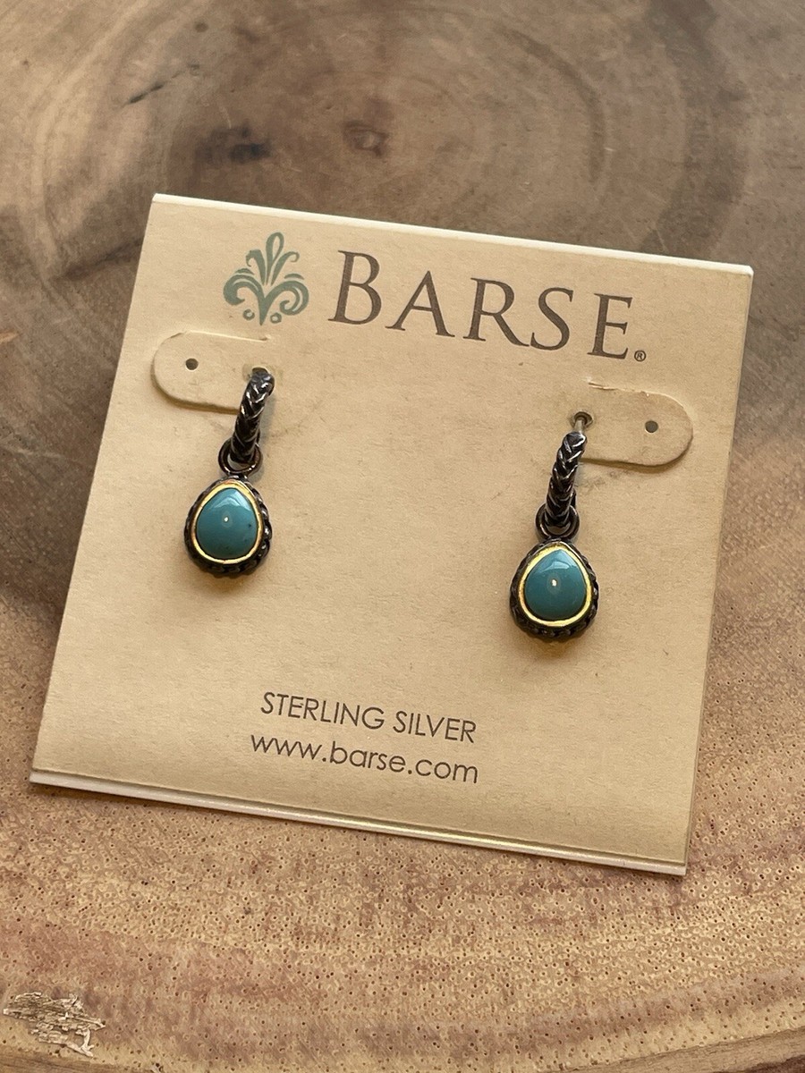 Vtg Barse Sterling Silver Turquoise Earrings