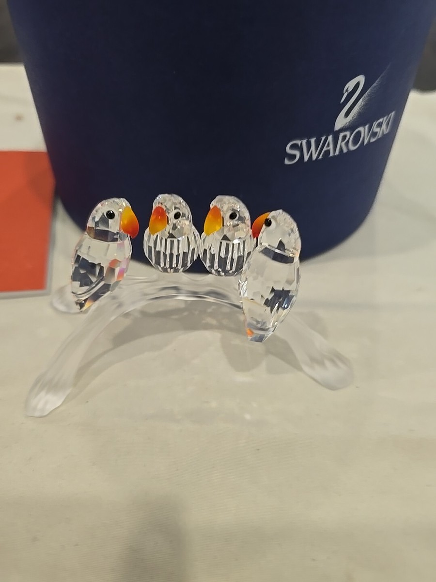 🔥SWAROVSKI Silver Crystal Baby Lovebirds Figurine 199123 7621