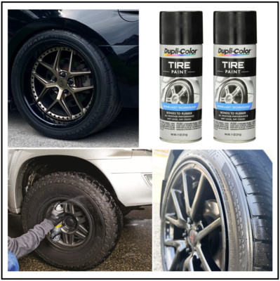 Restores Tire Shine Glossy Black Wheel Spray Paint 2 Cans
