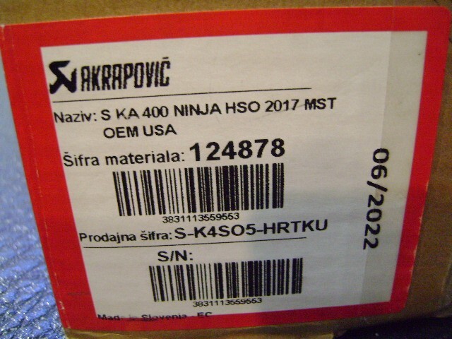 2020 Kawasaki Ninja 400 Z400 Akrapovic Slip-on Exhaust 124878 OEM