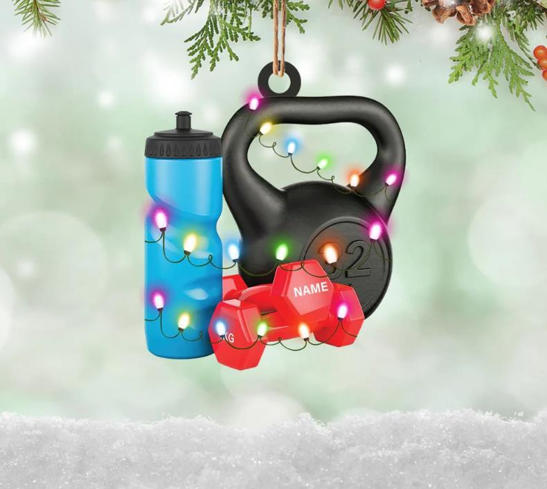 Dumbbell Christmas Ornament  Gym Workout Christmas Ornament  Fitness Ornament