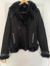 Theory Black Curly Lamb Fur Sheepskin Shearling Coat /jacket