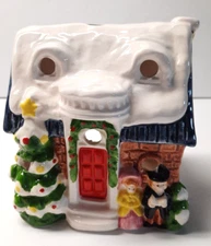 Colonial Candle Christmas House Carolers Vintage Tea Light Candle Holder Japan