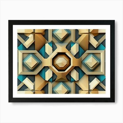 3d Sculpture Designation Retro Patt Framed Wall Art Poster Canvas Print Picture