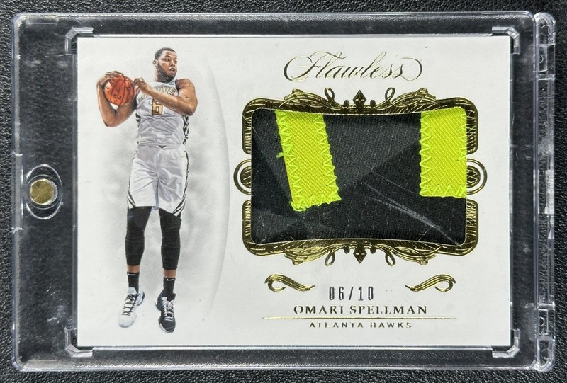 OMARI SPELLMAN 2018-19 PANINI FLAWLESS #RP-OSP ROOKIE GU PATCH AUTO GOLD RC 6/10