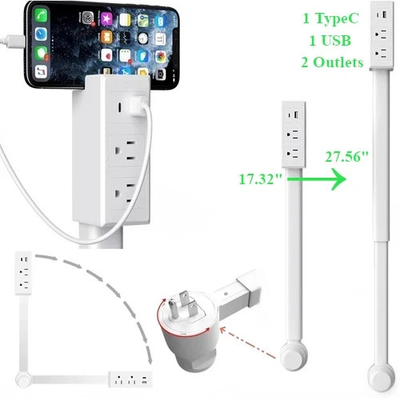#ad Electrical Outlet Expander Power Socket Rotating Sticks Sofas Nightstands Desk $18.35