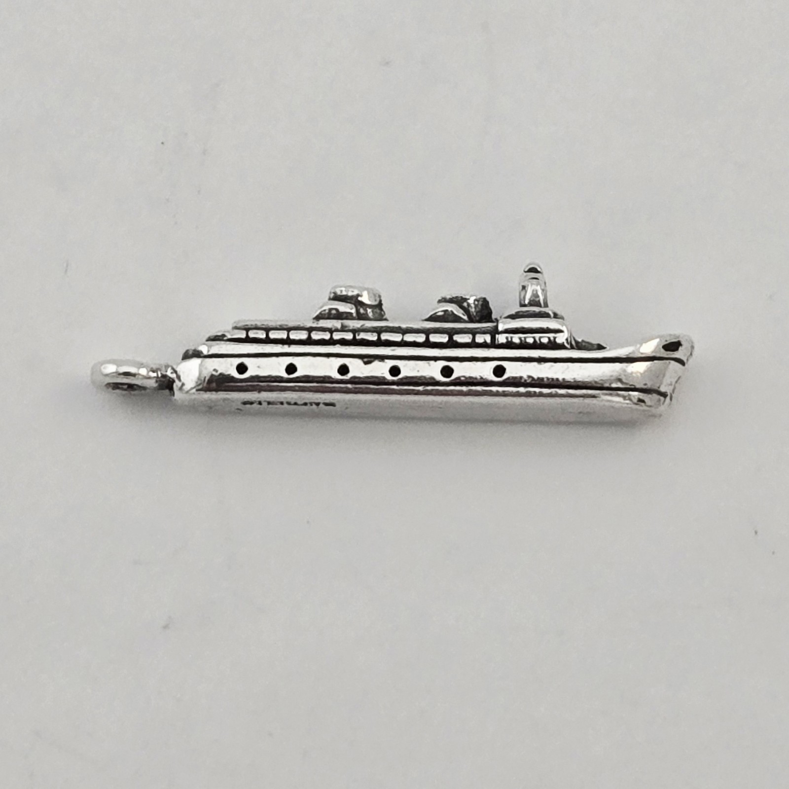 Vintage Sterling Silver Cruise Ship Ocean Liner Charm Pendant Nautical Boat 3.8g
