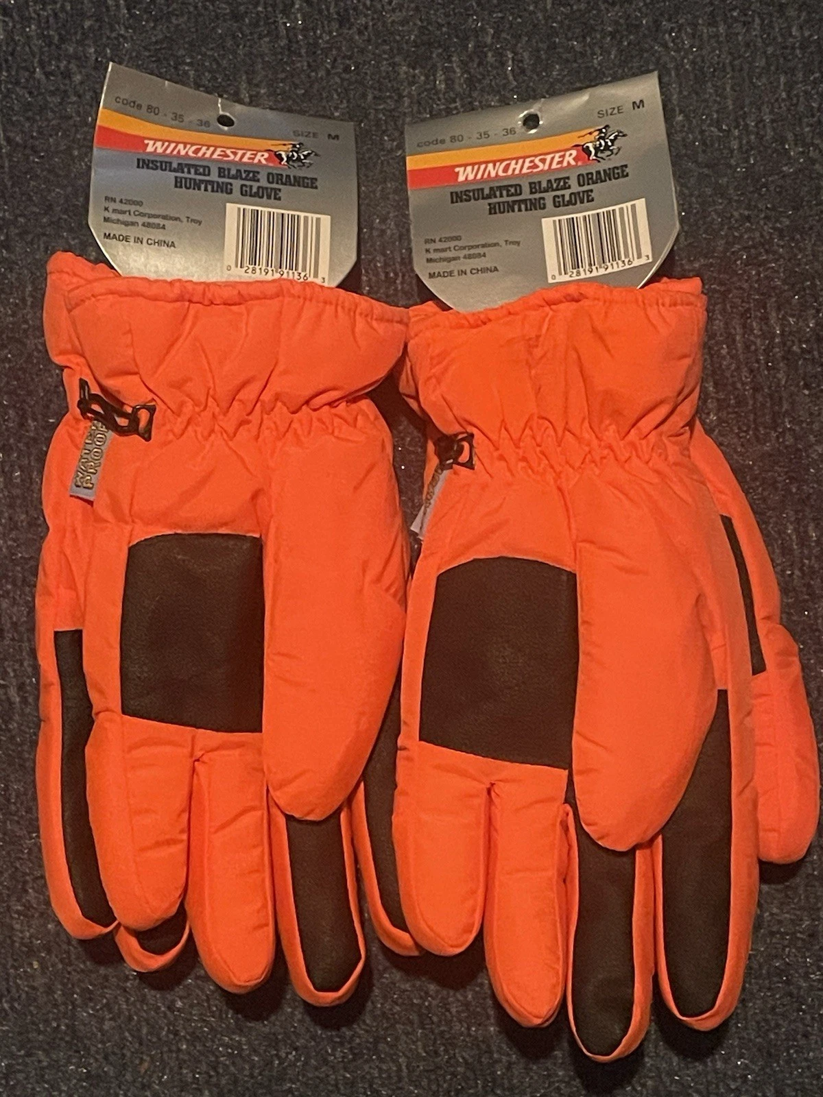 Winchester Thermal Insulated Orange Hunting Glove 100% Nylon Taslon Waterproof