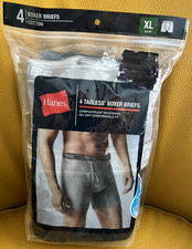 4 NEW HANES MEN XL 40-42"W Comfortflex BLACK GREY BOXER BRIEFS UNDERWEAR TAGLESS