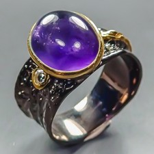 Handmade Natural Amethyst Ring 925 Sterling Silver Size 7 /R445602