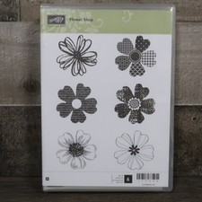 Stampin Up Flower Shop Wood Mount Rubber Stamp Summer Flowers