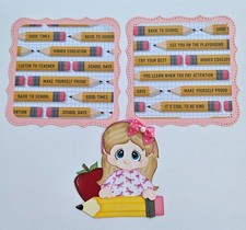 Handmade scrapbooking paper piecing set for layouts, cards school girl