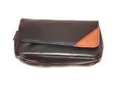 Faux leather bag for 1 pipe, tobacco and accessories brown triangle