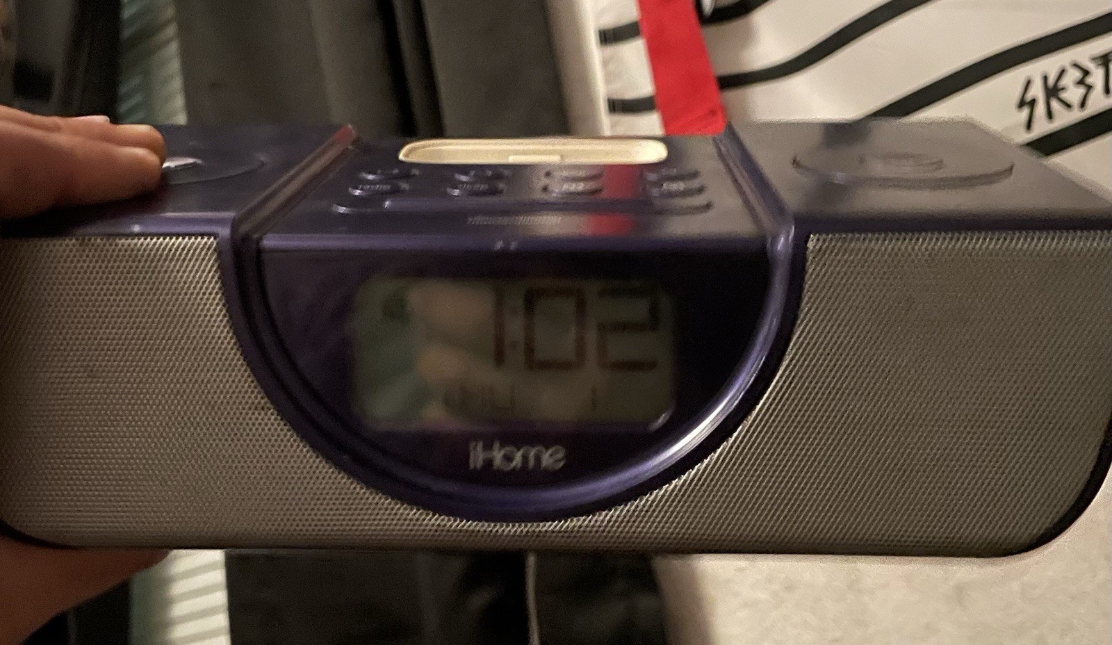 iHome Digital Clock Radio Alarm Purple Silver Rectangular Bedroom