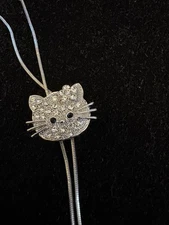 Bolo Tie Style Sparkling Cat Adjustable From Choker To Low On The Chest