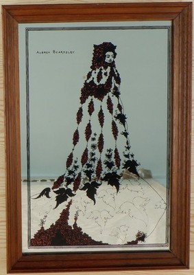 Vintage Aubrey Beardsley Spiegel Holzrahmen Retro 23 x 33 cm