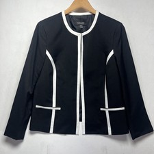 Black Label By Evan Picone Black Gray Women's Blazer Size 12 Career Business