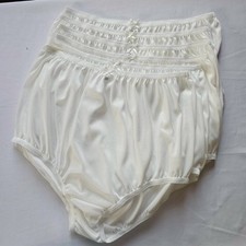 6 Plus Underwear Nylon Granny Panties Soft Briefs Woman High Waist 42"-50"/White