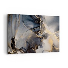 Wandbilder 120x80cm Leinwandbild Dunkel Abstraktion Gold XXL Bilder Wanddeko