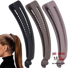 Vintage 90s Banana Hair Clips for Women - 3pcs - Gray Dark Coffee Black