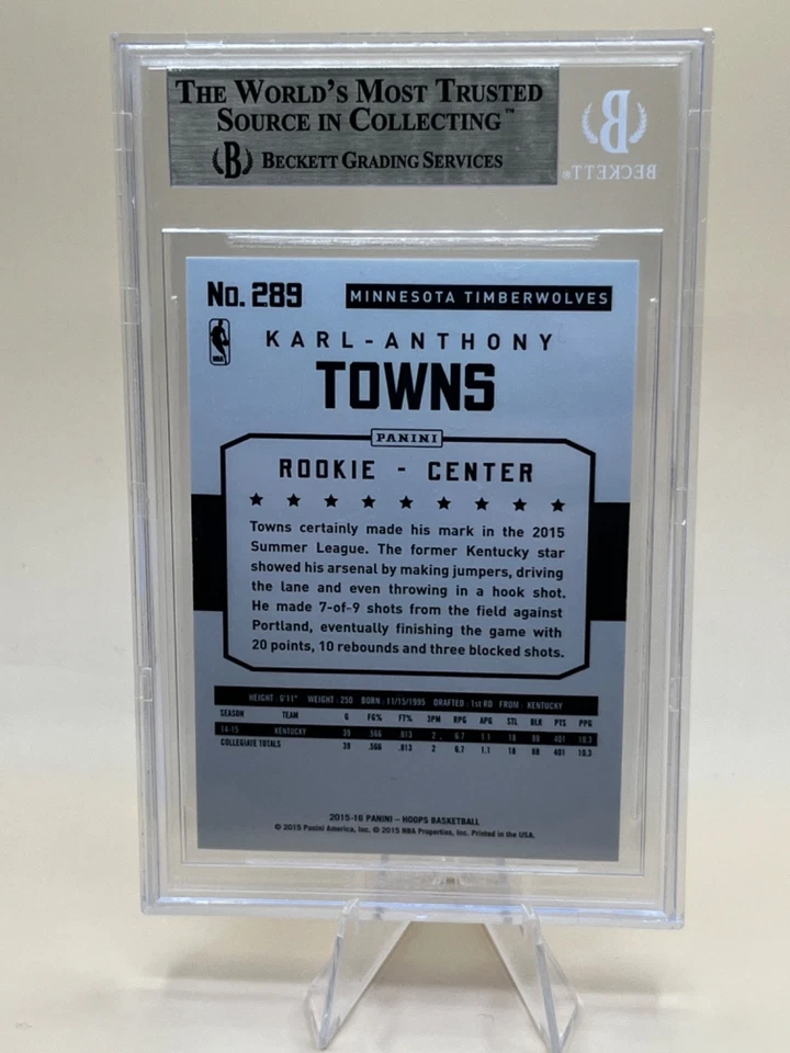 2015-16 HOOPS - KARL ANTHONY-TOWNS ROOKIE RC - SILVER #/299 BGS 9.5 - Image 2 of 3