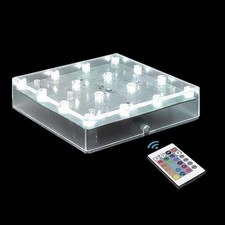 Square LED Light Base with Remote -5 Inch Multicolor Display Pedestal Light B...