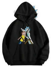 Men'S Rick and Morty Hoodie - Funny Cartoon Graphic Sweatshirt Black with Rick