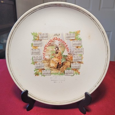 HTF 1912 *CUBA, N.Y.* Souvenir CALENDAR PLATE ~ HOYT BROS. Jewelry and Crockery