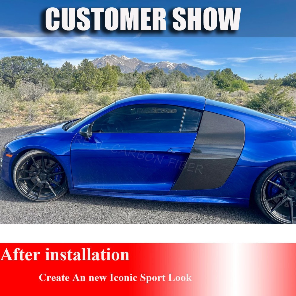 For Audi R8 V8 V10 Coupe 2008-15 REAL CARBON Side Door Fenders Blade Trims Panel