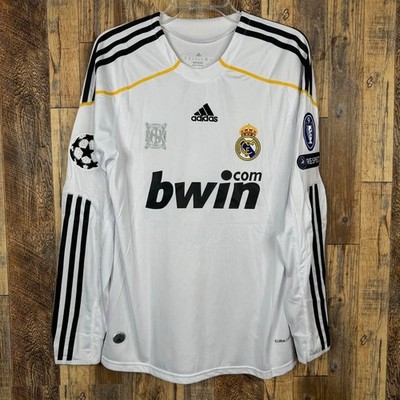 Real Madrid 2009-10 Home Long Sleeve Soccer Jersey Men's M RONALDO