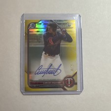 Topps Bowman Chrome Carlos Aguiar #CPA-CA Yellow Refractor /75 Autograph Twins