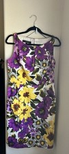 Nine West 2 Dress Womens Sheath Floral Pansies Pockets Sleeveless Easter Career
