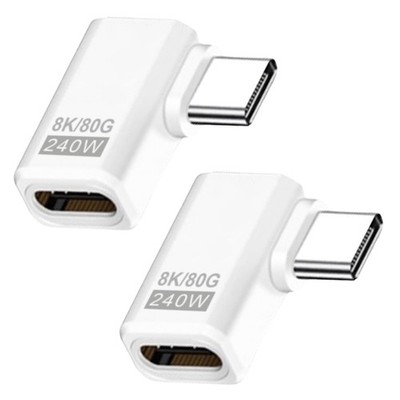 Danfetsoy USB C Right Angle Adapter 80Gbps, C White