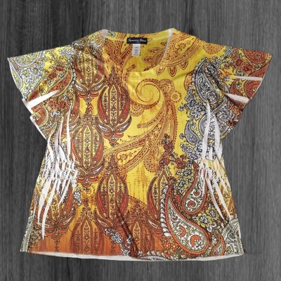 Appropriate Behavior Goldenes Paisley Satin Hemd Damen Größe XL 16 -18 