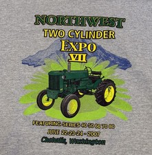 John Deere Sweatshirt Mens XXL 2-Cylinder Tractor Expo Crewneck Heather Gray 2XL