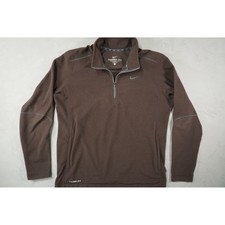 Nike Sweater Mens Large Therma-FIT Quarter 1/4 Zip Fleece Brown