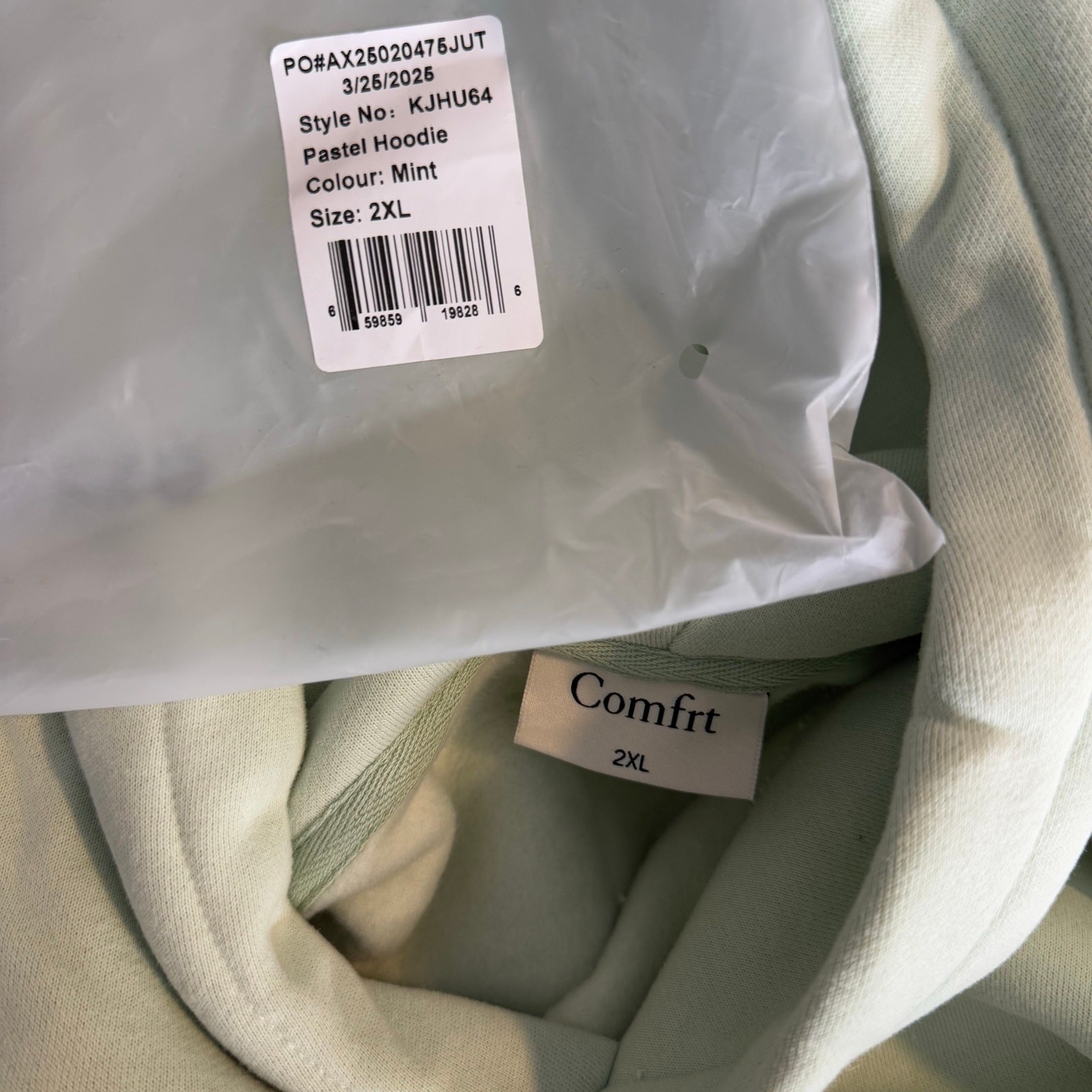 Comfrt Pastel Hoodie, Mint, 2XL 