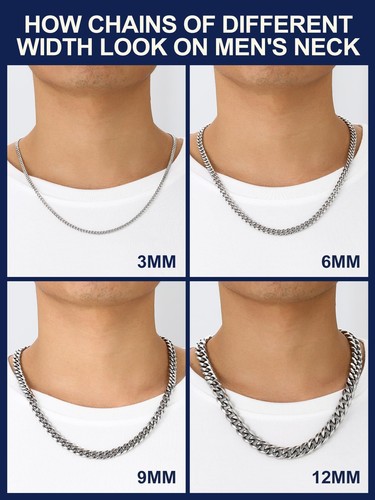 3mm 316L Acciaio Inox Miami Catene Cubane Collane Hip Hop Punk Gioielli Bl... - Foto 5 di 8
