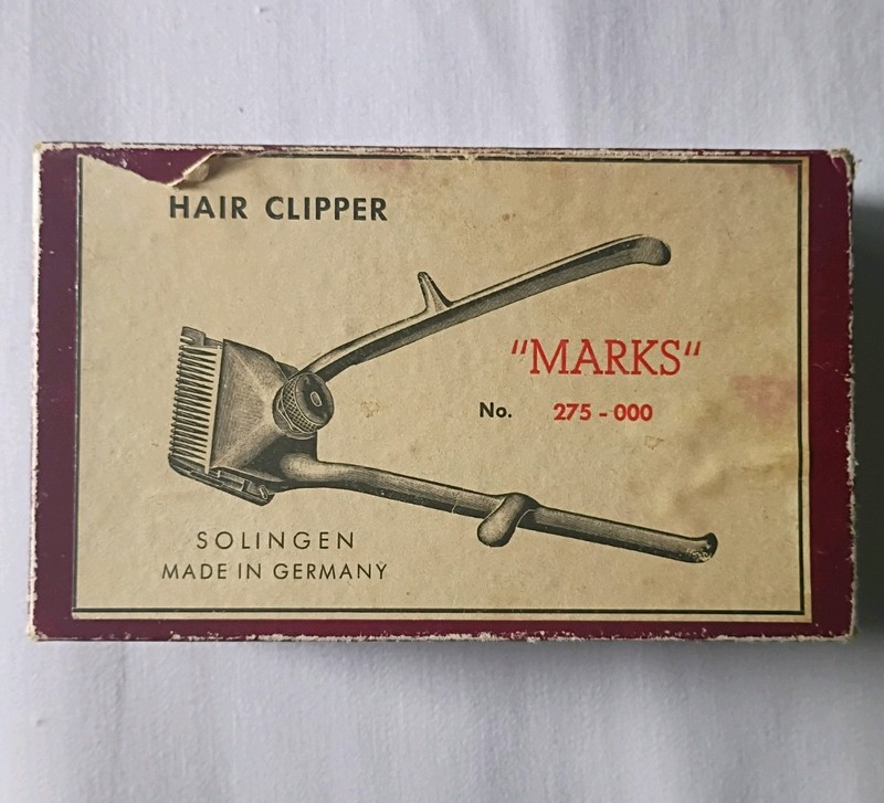 Marks Manual Hair Clipper 275-000 Silver Solingen Germany w/ Box Vintage