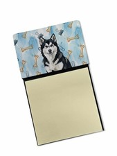 Caroline's Treasures Black White Alaskan Malamute Watercolor Sticky Note Holder