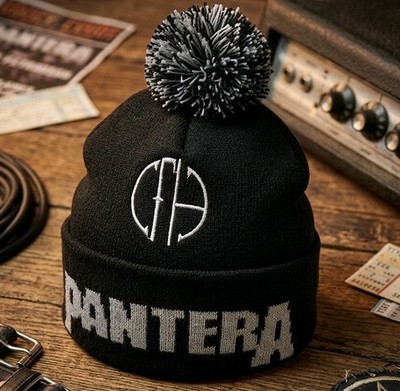 Pantera Band CFH Cowboys From Hell Pom Beanie Strickmütze schwarz silber best...