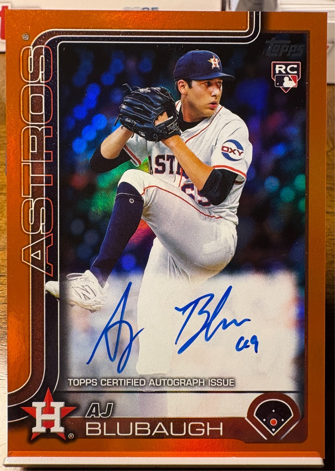 2025 Topps Update AJ Blubaugh RC #US177 - Real One Orange Auto 22/25 - Astros