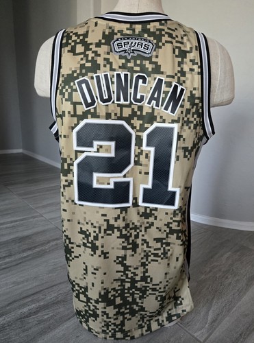 Camiseta Adidas Tim Duncan San Antonio Spurs camuflaje NBA #21 para hombre talla M-AC/H - Imagen 4 de 12