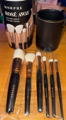Morphe Makeup Brush Set Rose Away 6pc Buffer, Blush/Contour, Crease, Shadow New