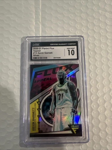 KEVIN GARNETT 2020-21 PANINI FLUX APPEAL SILVER #15 PARALLEL MINNESOTA CGC 10