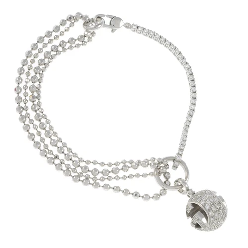 Bracciale semi tennis Gucci oro bianco 18 kt diamanti 1 5 ct icona boule ad incastro