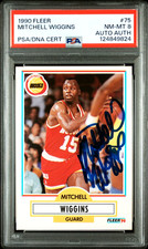 Mitchell Wiggins Autographed 1990 Fleer Basketball Rockets Card AUTO PSA DNA 8