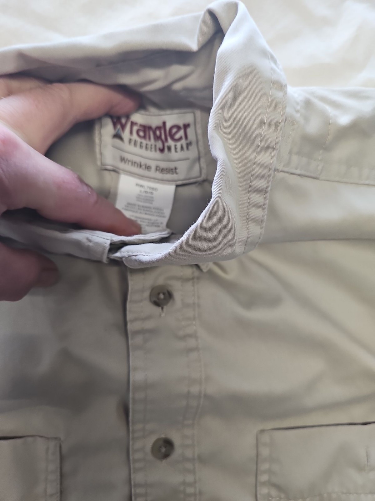 Wrangler Rugged Wear Khaki Button-Down Work Shirt - Large RR1065 image 2